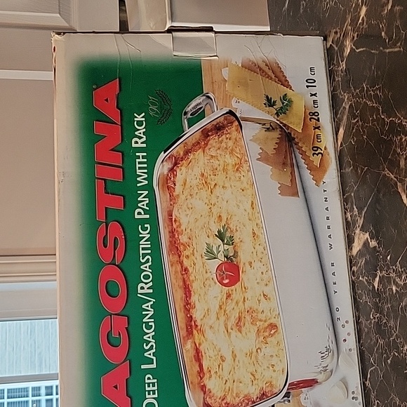 lagostina deep lasagna roasting pan with rack 39cmx28cmx10cm - Picture 3 of 13